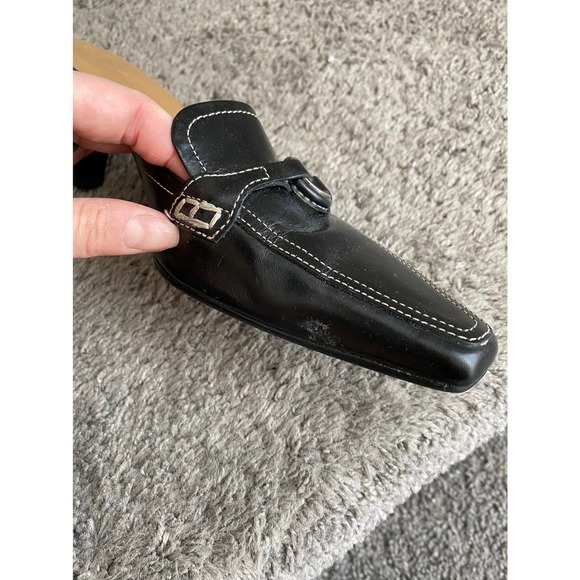 Black square toe mules with low heel - Picture 9 of 10